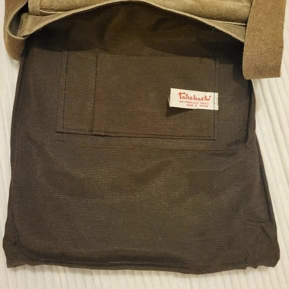 Vintage Takahashi Light tan/ cream/green color Suede Leather Purse - Picture 7 of 13